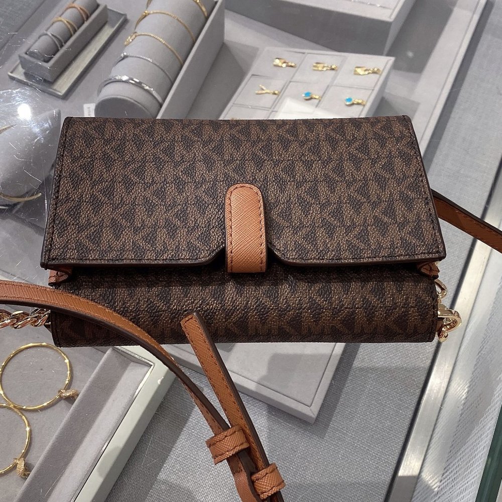 MK JST MD Phone Case Crossbody MK Signature Brown_4